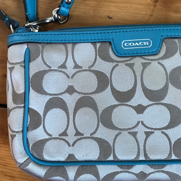 Coach Wristlet with Blue Trim - Picture 2 of 11